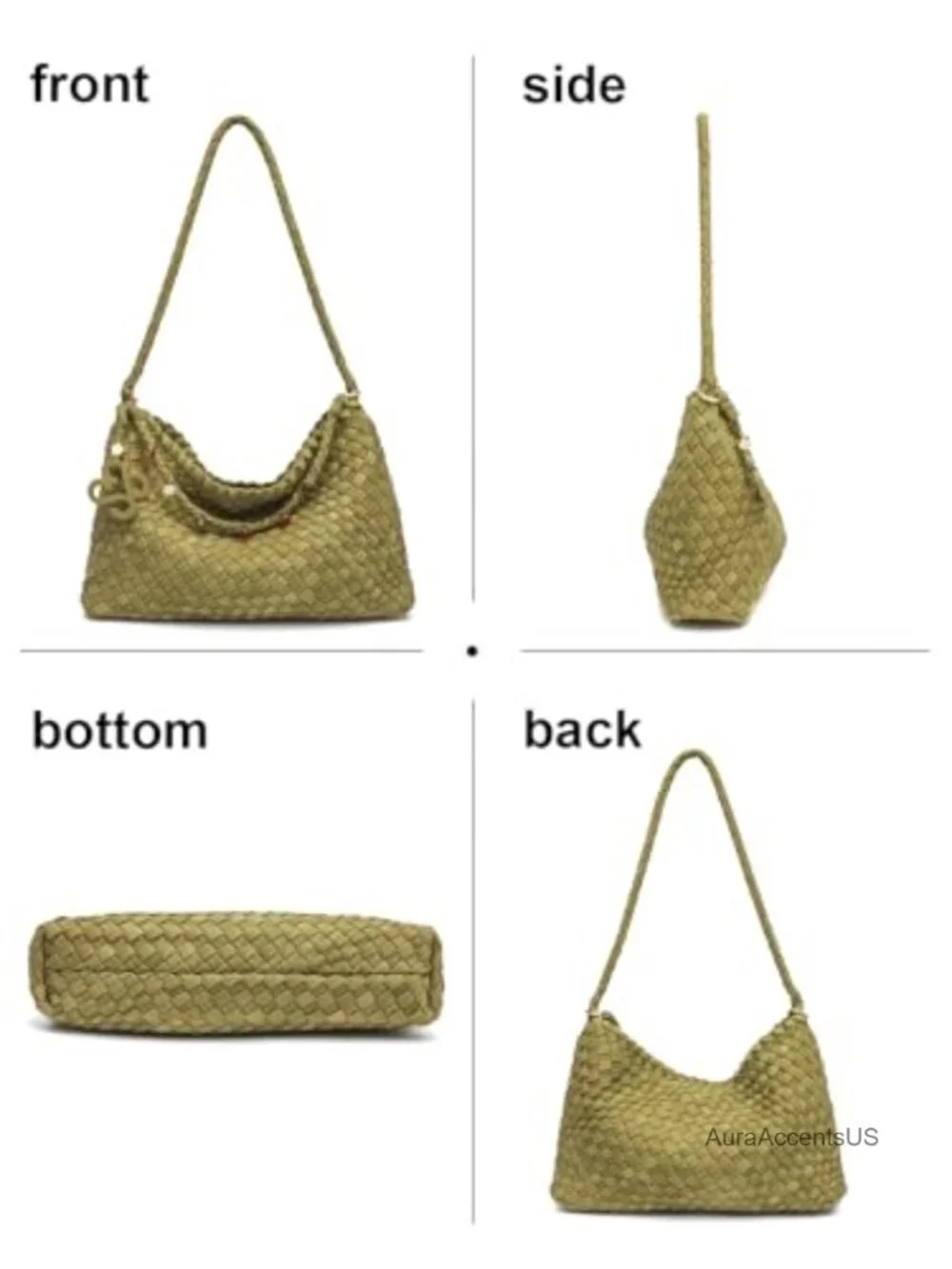 Woven Faux Suede Hobo Shoulder Bag with Tote Handle